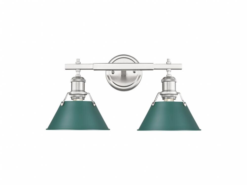 Orwell 2-Light Vanity Light in Pewter with Pine Green