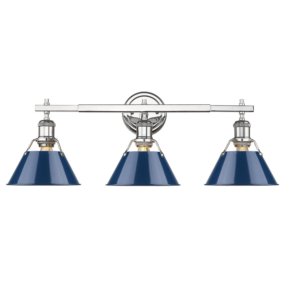 Orwell CH 3 Light Bath Vanity in Chrome with Matte Navy shades