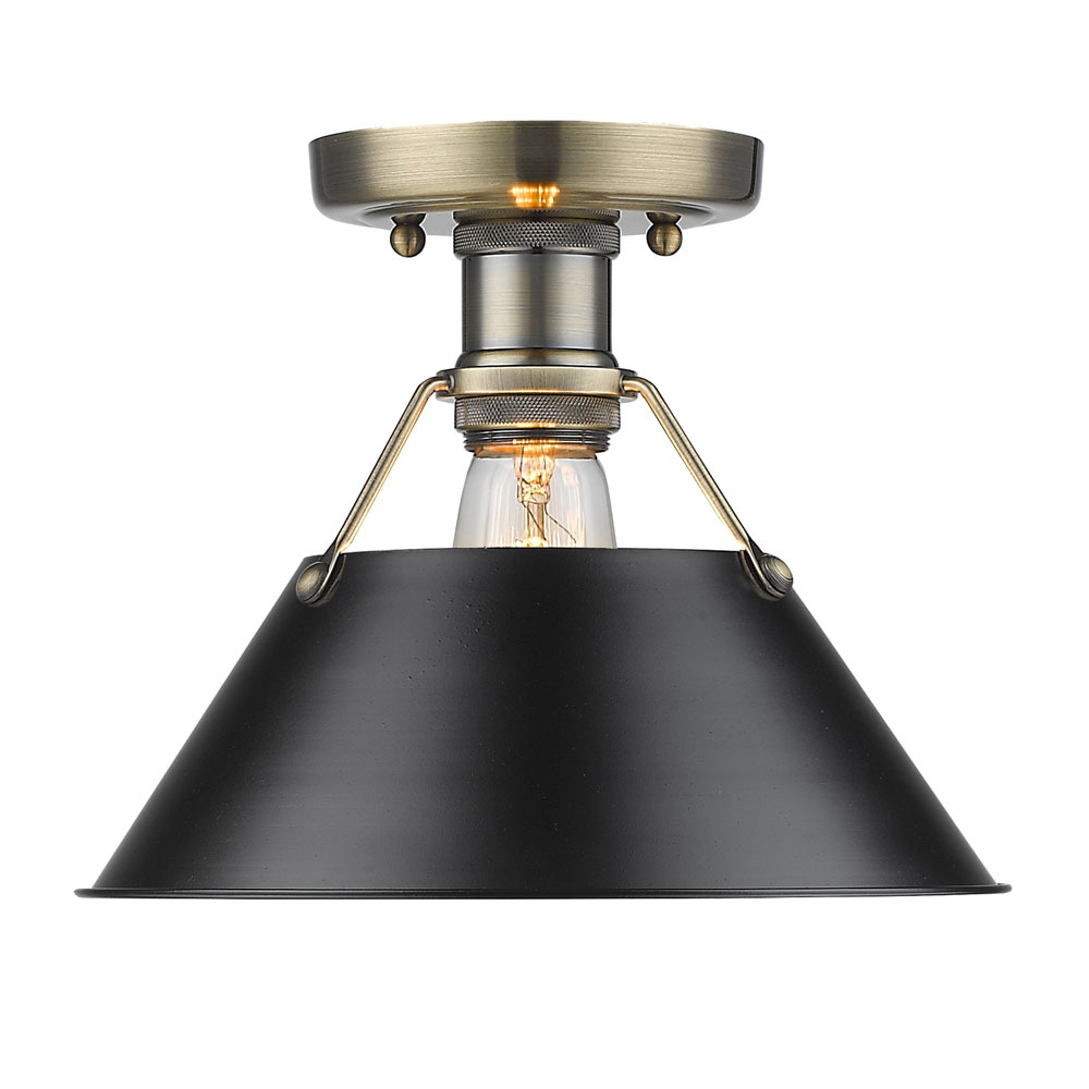 Orwell 1-Light Flush Mount in Aged Brass with Matte Black