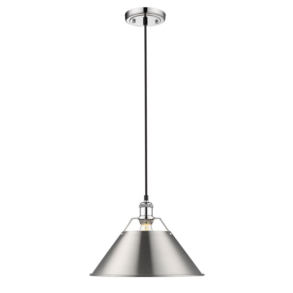 Orwell 14" Wide Large Pendant in Chrome with Pewter