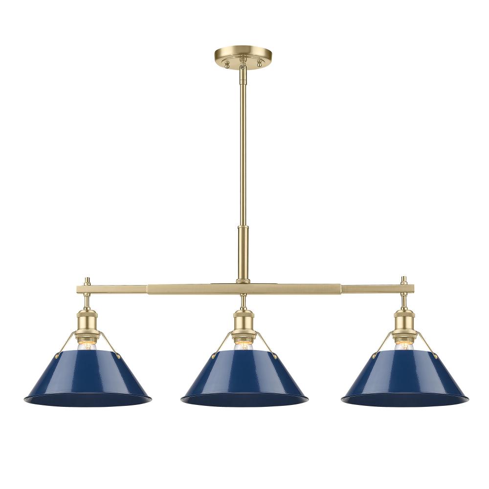 Orwell 3-Light Linear Pendant in Brushed Champagne Bronze with Matte Navy