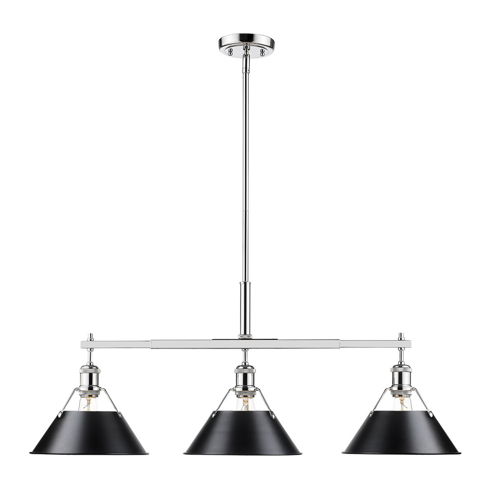 Orwell 3-Light Linear Pendant in Chrome with Matte Black