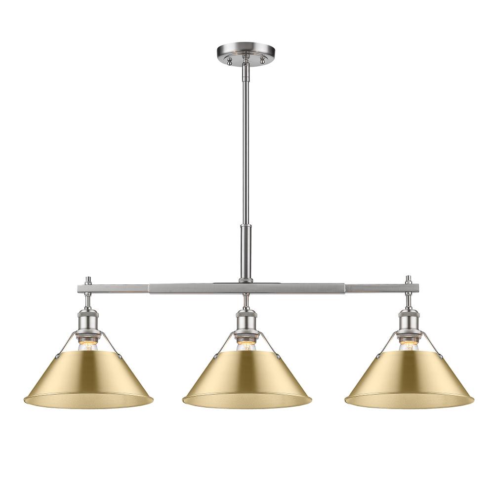 Orwell 3-Light Linear Pendant in Pewter with Brushed Champagne Bronze