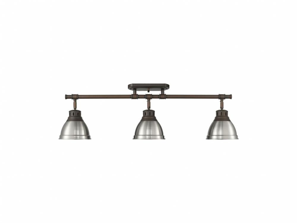 Duncan 3-Light Semi-Flush - Track Light in Rubbed Bronze with Pewter