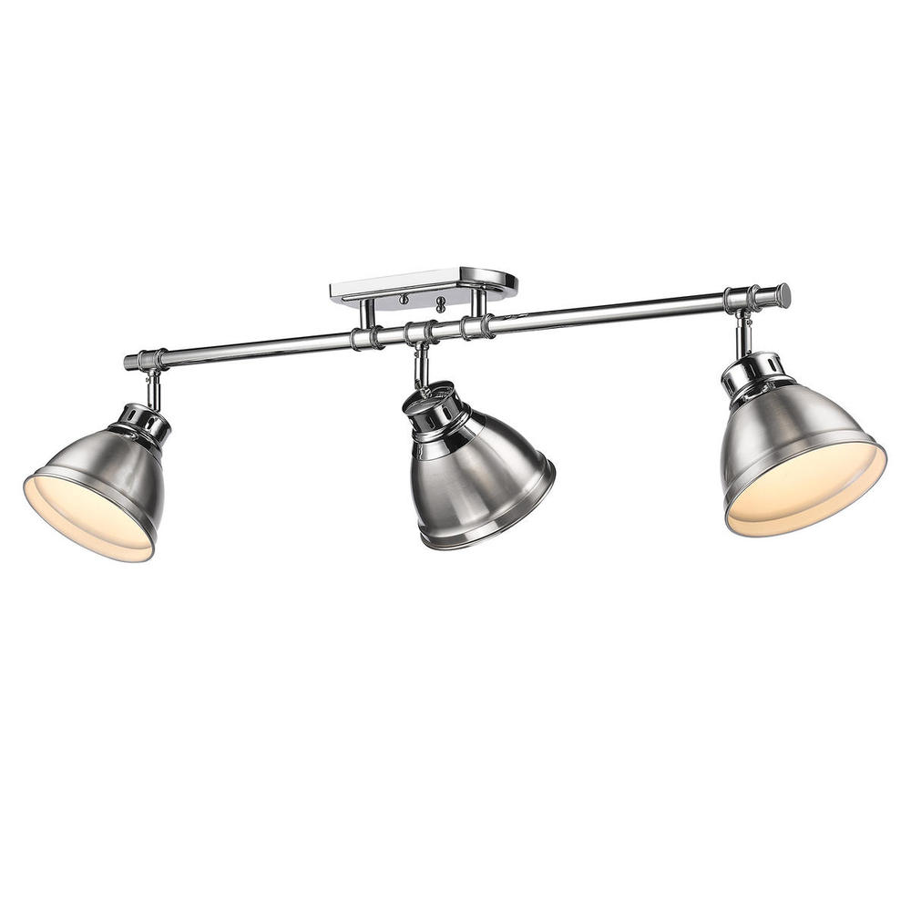 Duncan 3-Light Semi-Flush - Track Light in Chrome with Pewter