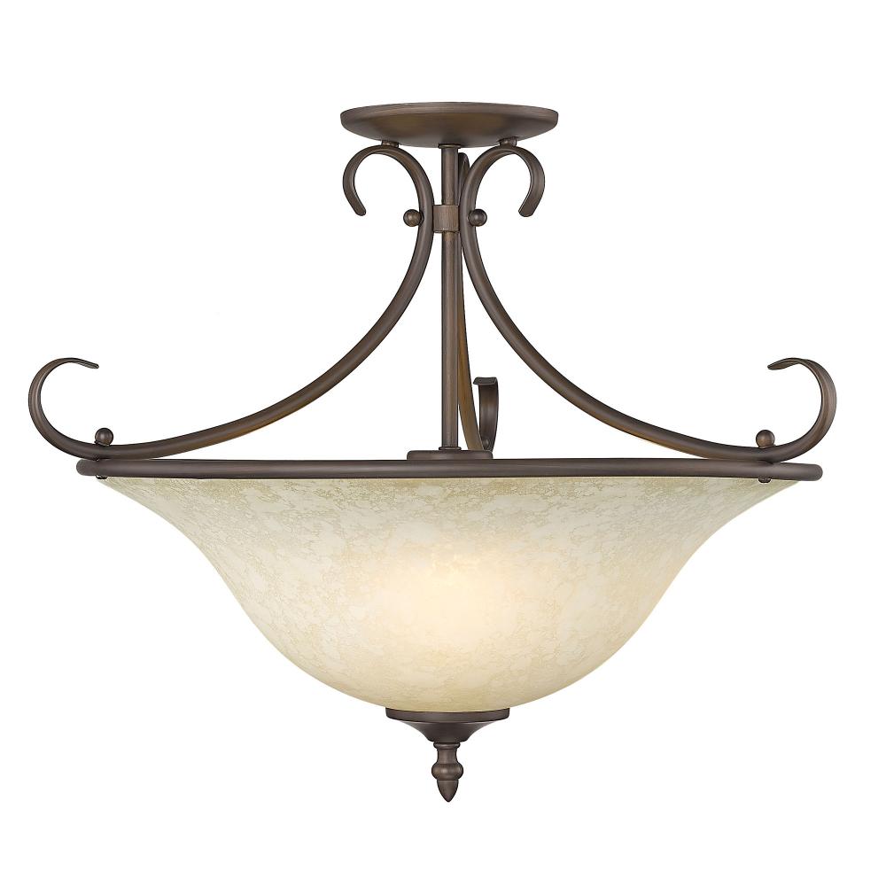 <p>Homestead Semi-Flush in Rubbed Bronze with Tea Stone Glass</p>