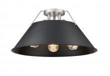 Golden 3306-3FM PW-BLK - Orwell 3-Light Flush Mount in Pewter with Matte Black