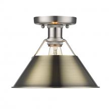 Golden 3306-FM PW-AB - Orwell 1-Light Flush Mount in Pewter with Aged Brass