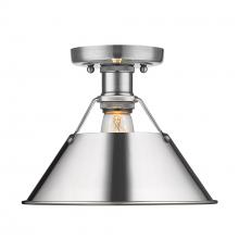 Golden 3306-FM PW-CH - Orwell 1-Light Flush Mount in Pewter with Chrome