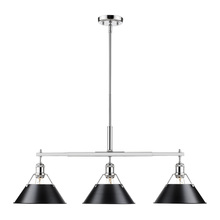 Golden 3306-LP CH-BLK - Orwell 3-Light Linear Pendant in Chrome with Matte Black