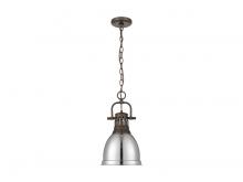 Golden 3602-S RBZ-CH - Duncan Small Pendant with Chain in Rubbed Bronze with Chrome