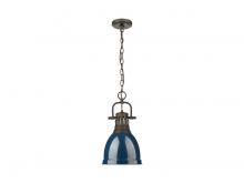 Golden 3602-S RBZ-NVY - Duncan Small Pendant with Chain in Rubbed Bronze with Matte Navy