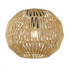 Golden 6933-FM BLK-NR - Florence Flush Mount in Matte Black and Natural Raphia Rope Shade