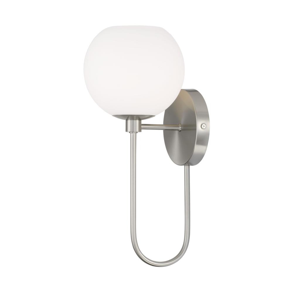 1-Light Circular Globe Sconce in Brushed Nickel