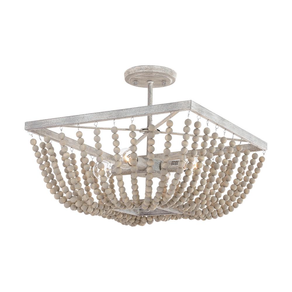 Sarah Collection 17" 4-Light Beaded Semi-Flush