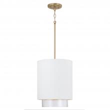 Capital 353011RE - 1-Light Cylindrical Metal Pendant in Matte White with Matte Brass Interior and Seeded Glass