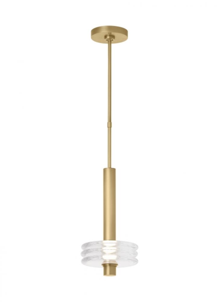 Kelly Wearstler Laurel 1-light dimmable LED large pendant with natural brass finish & crystal shade