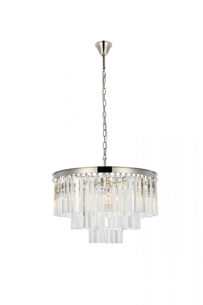 Sydney 9 light polished nickel Chandelier Clear Royal Cut Crystal