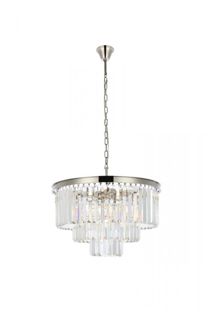 Sydney 9 light polished nickel Chandelier Clear Royal Cut Crystal