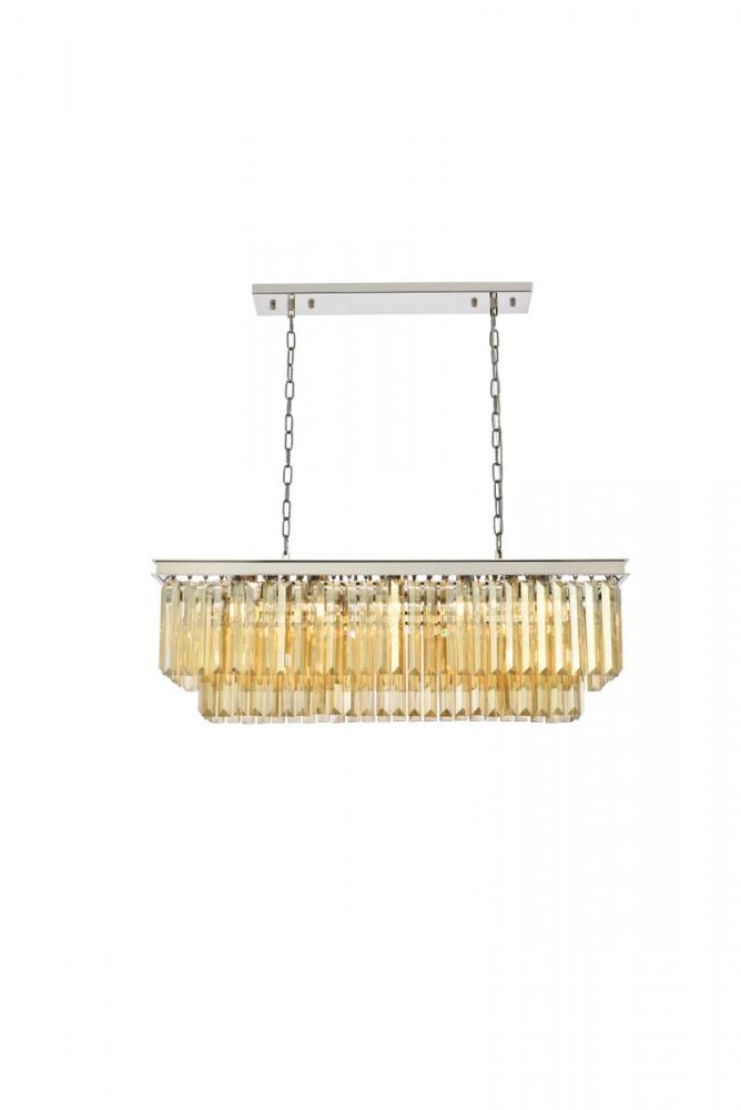 Sydney 12 light polished nickel Chandelier Golden Teak (Smoky) Royal Cut Crystal