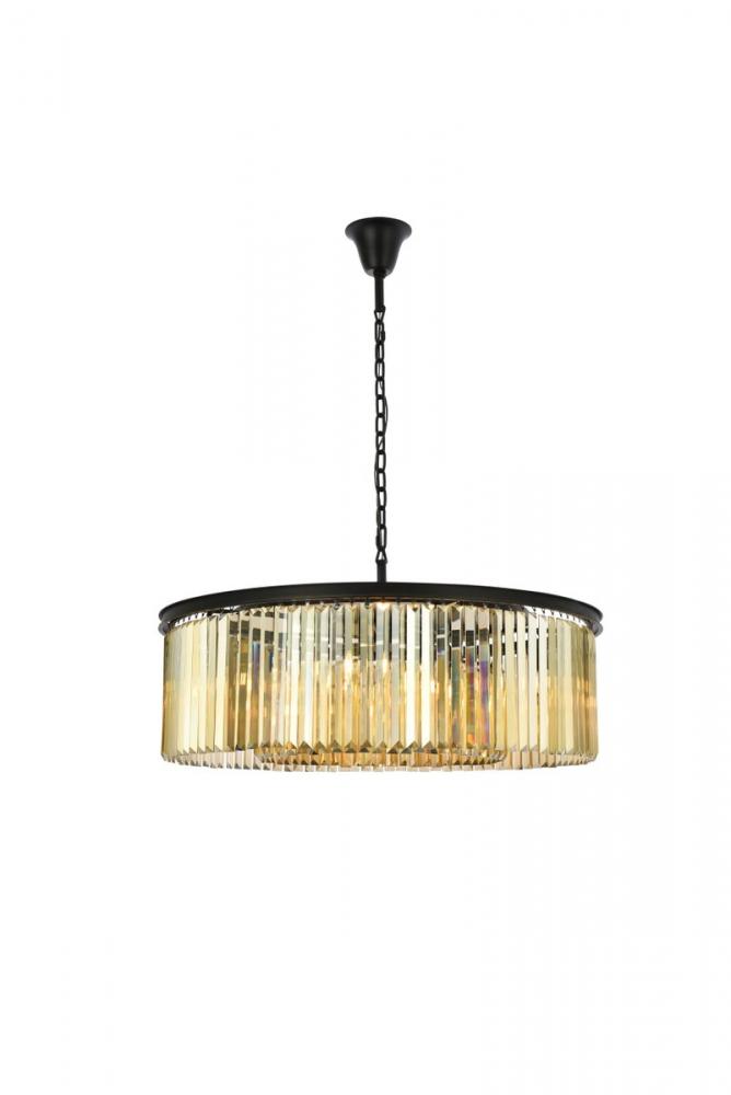 Sydney 10 Light Matte Black Chandelier Golden Teak (Smoky) Royal Cut Crystal