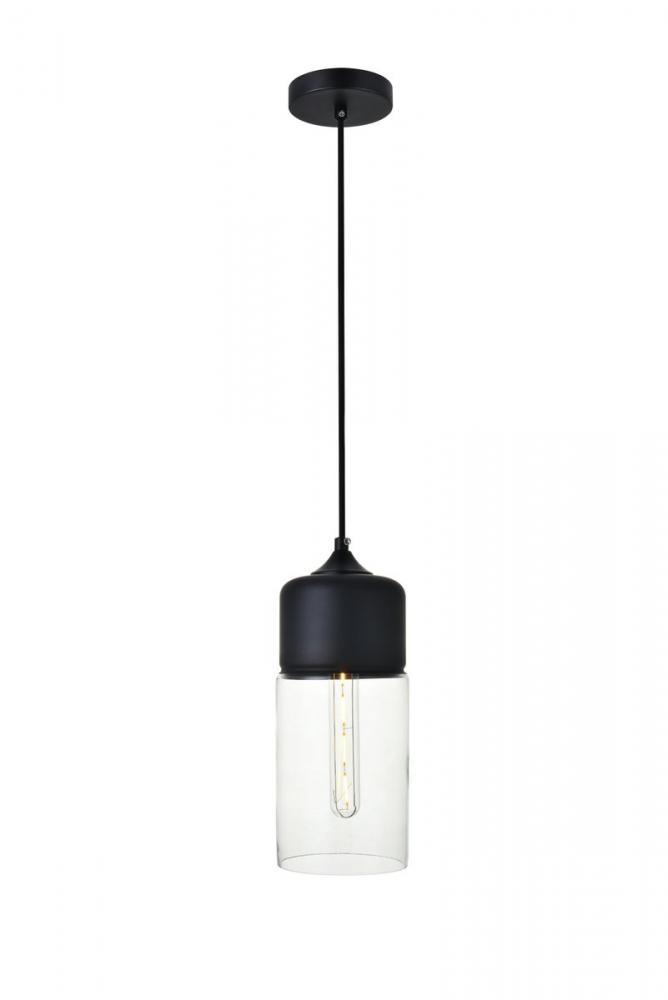 Ashwell 1 Light Black Pendant With Clear Glass