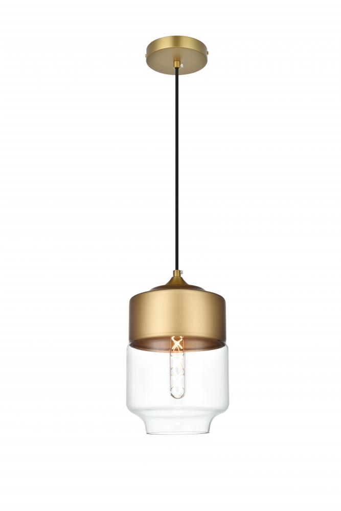 Ashwell 7 Inch Pendant Clear Shade in Satin Gold