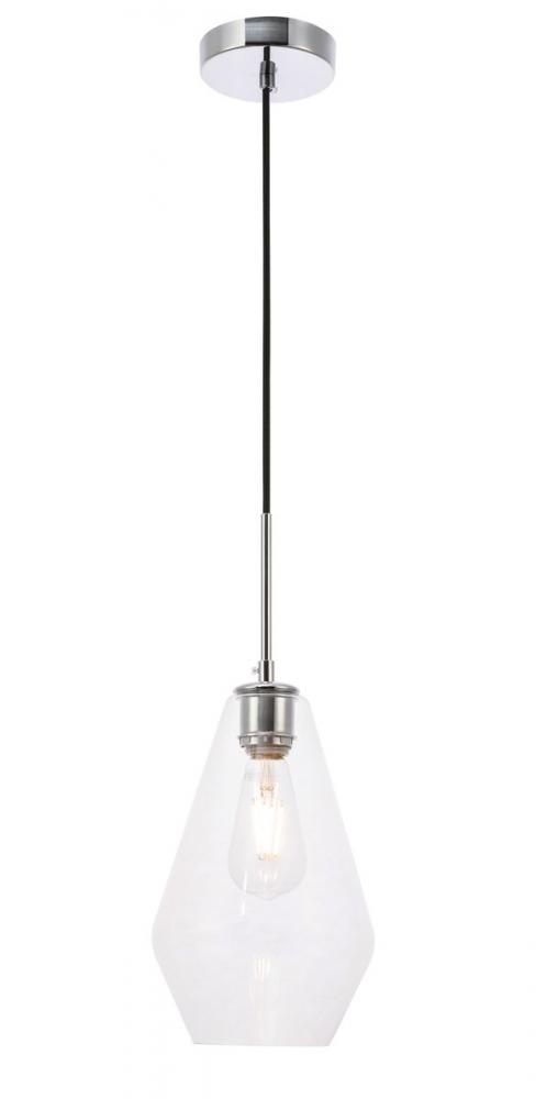 Gene 1 light Chrome and Clear glass pendant