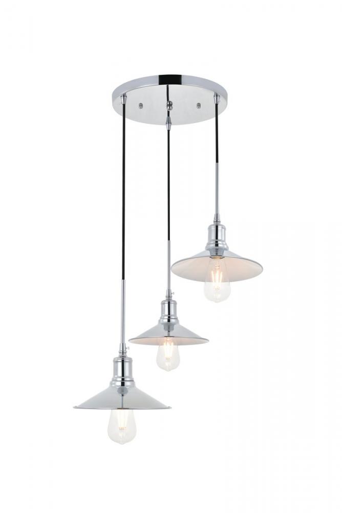 Etude 3 light chrome Pendant