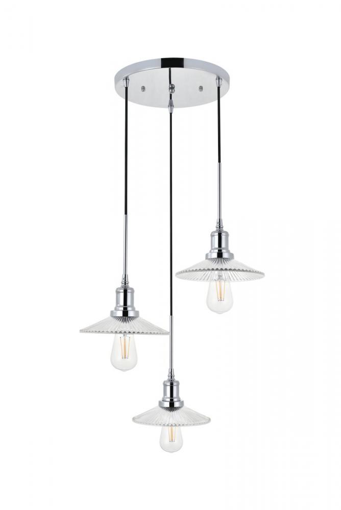 Waltz 3 light chrome Pendant