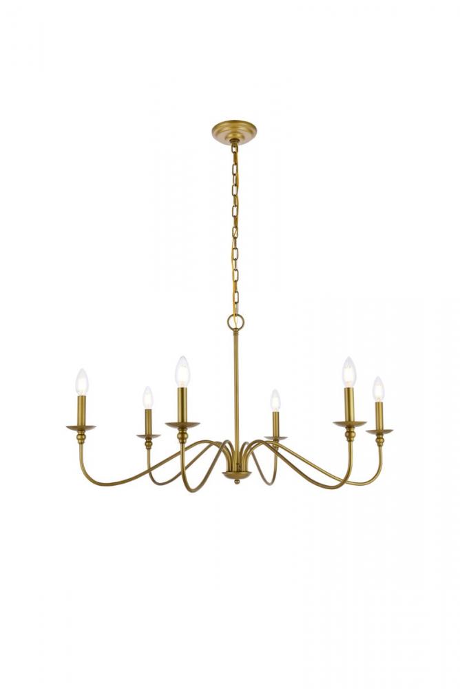 Rohan 6 Lights Brass Chandelier