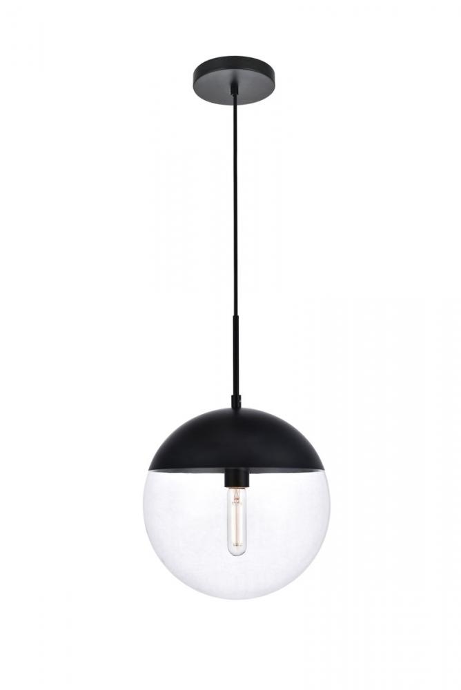 Eclipse 1 Light Black Pendant With Clear Glass