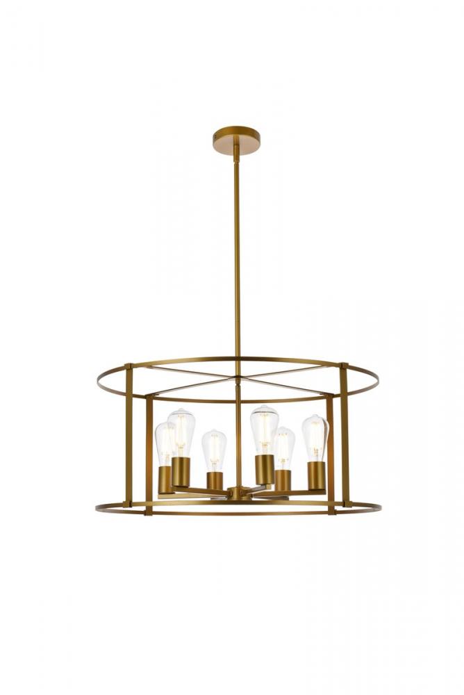 Agnys 6 Lights Pendant in Brass