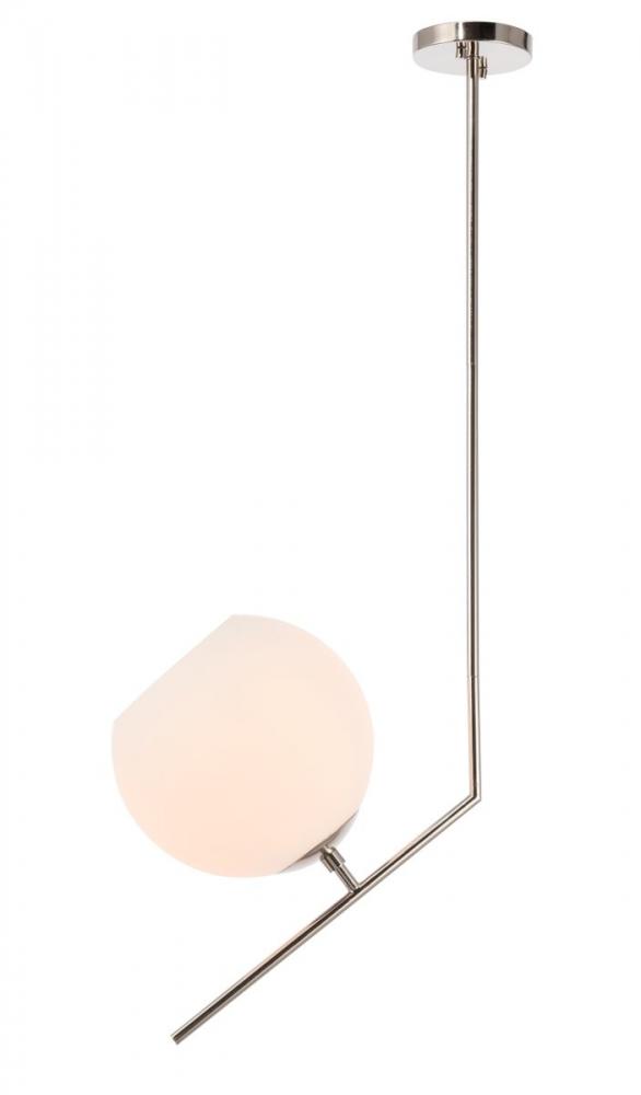 Ryland 1 light Chrome and Frosted White glass pendant