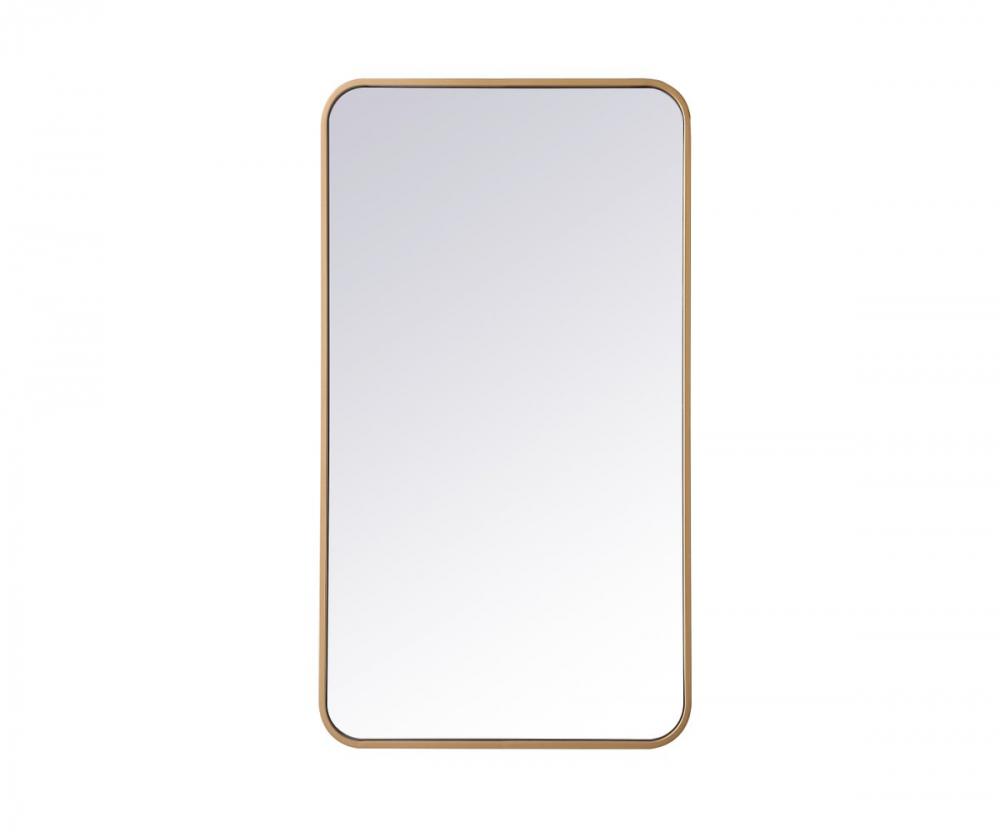 Soft corner metal rectangular mirror 20x36 inch in Brass