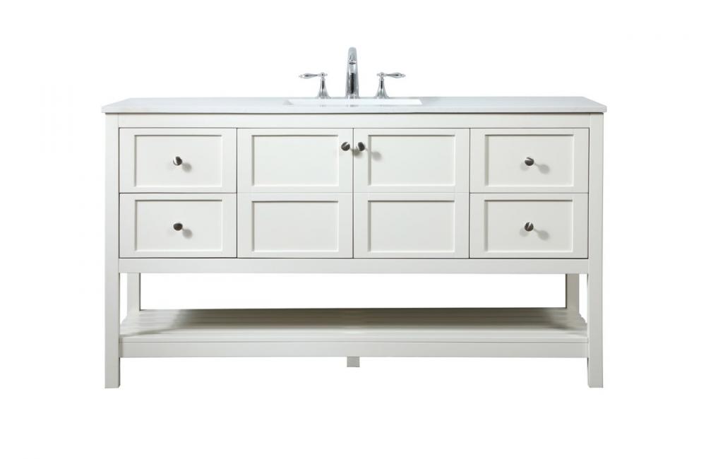 60 inch Single bathroom vanity in white