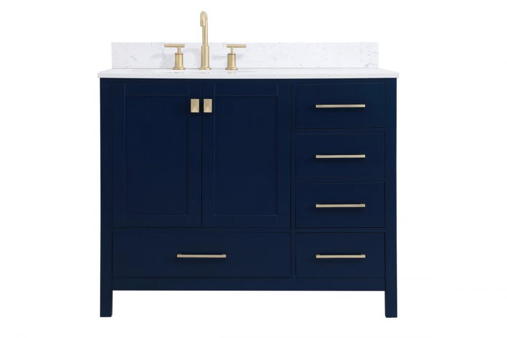 42 inch Single Bathroom Vanity in Blue with Backsplash