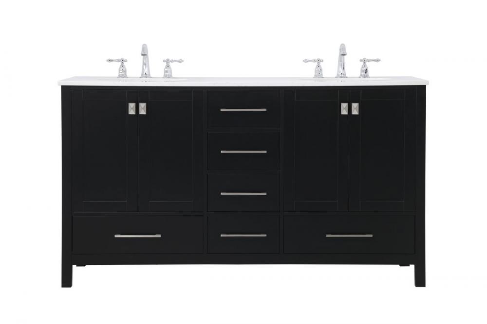 60 inch Double Bathroom Vanity in Black