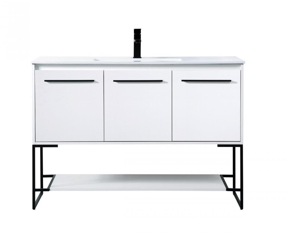 48 Inch Single Bathroom Vanity in White