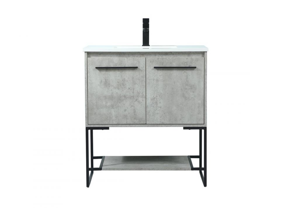 30 Inch Single Bathroom Vanity in Concrete Grey