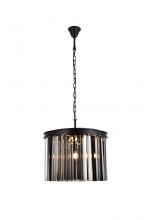 Elegant 1208D20MB-SS/RC - Sydney 6 light Matte Black Pendant Silver Shade (Grey) Royal Cut Crystal