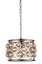 Elegant 1214D12PN-GT/RC - Madison 3 light polished Nickel Pendant Golden Teak (Smoky) Royal Cut Crystal