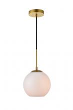 Elegant LD2207BR - Baxter 1 Light Brass Pendant With Frosted White Glass