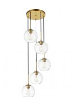 Elegant LD2226BR - Baxter 5 Lights Brass Pendant With Clear Glass