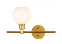 Elegant LD2303BR - Collier 1 light Brass and Frosted white glass right Wall sconce