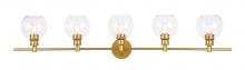 Elegant LD2326BR - Collier 5 light Brass and Clear glass Wall sconce