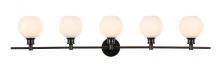 Elegant LD2327BK - Collier 5 light Black and Frosted white glass Wall sconce