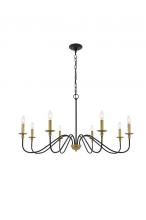 Elegant LD5006D42BRB - Rohan 8 Light Matte Black and Brass Pendant