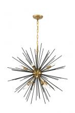 Elegant LD5038D30BK - Timber 8 Light Brass and Black Pendant