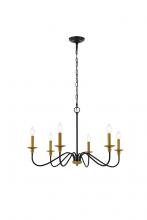 Elegant LD5056D30BRB - Rohan 30 Inch Chandelier in Matte Black and Brass